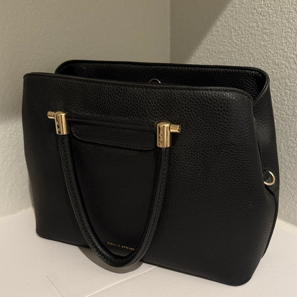 Call It Spring Black Satchel with Gold Accents